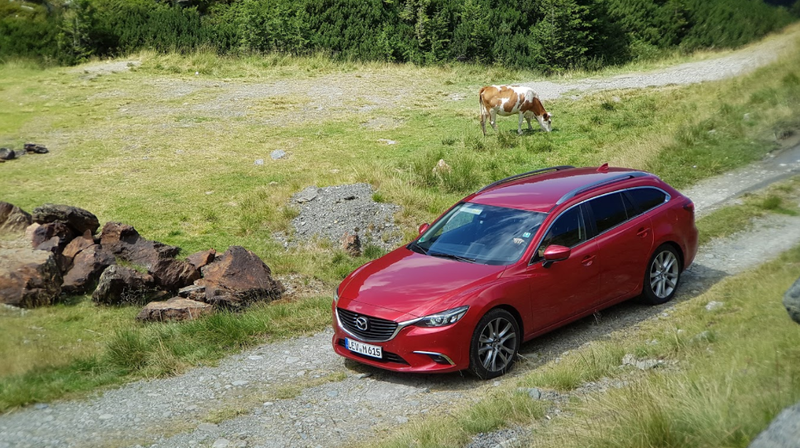 The Mazda6 in a field just in front of the famous Transfagarasan pass.